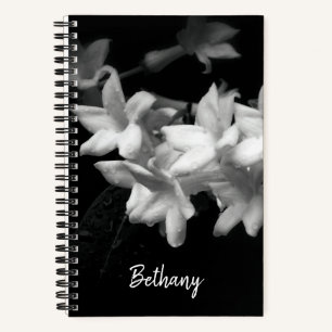 Jasmine Black and White Blume Fotografie Notizbuch