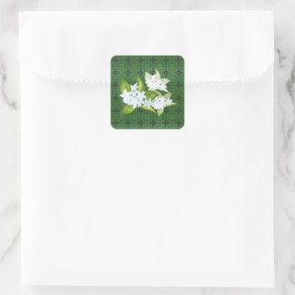 Jasmine-Blume mit benutzerdefinierbarem Namen Quadratischer Aufkleber