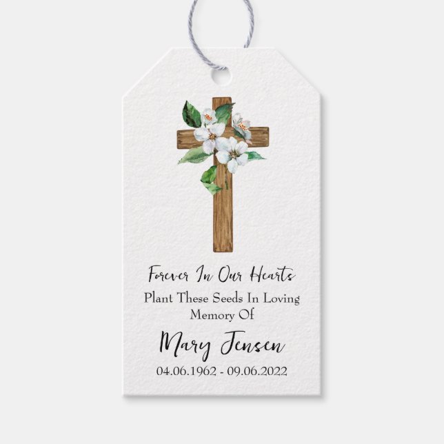 Jasmine Cross Gedenk Funeral Samenpacket  Geschenkanhänger (Vorderseite)