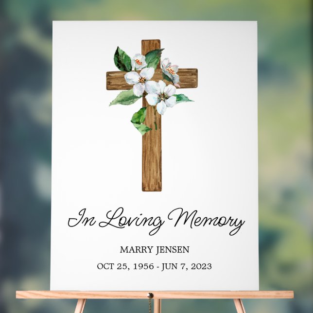Jasmine cross Memorial Funeral Acrylschild (Neutral)