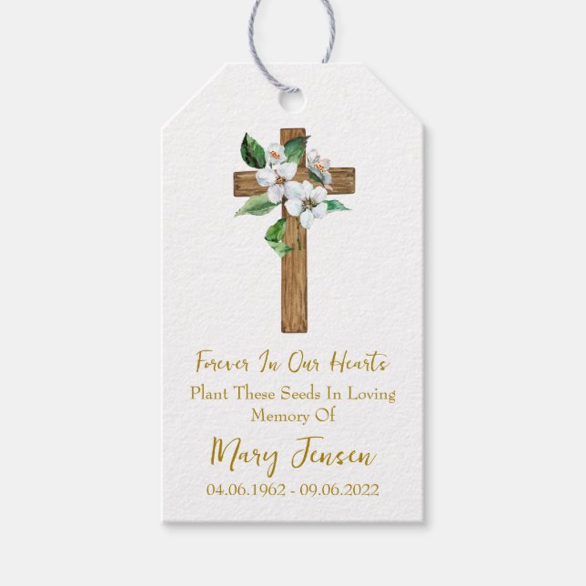 Jasmine Cross Memorial Funeral Seed Packet  Geschenkanhänger (Vorderseite)