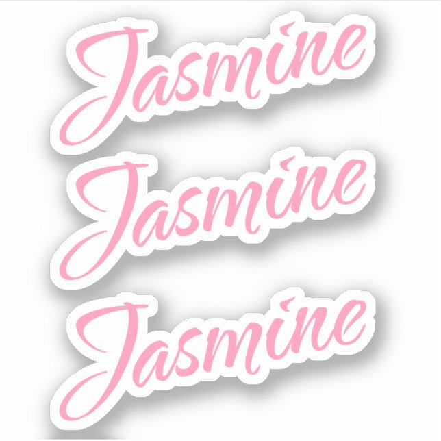 Jasmine Decorative Name in Pink x3 Aufkleber (Vorderseite)