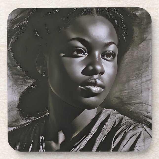 "Jasmine" Frauen in Kohle Getränkeuntersetzer (Vorderseite)