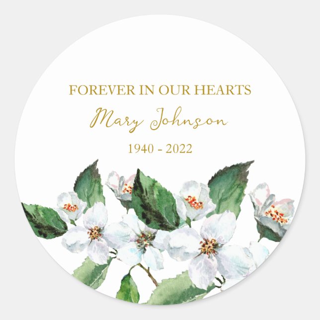 Jasmine Memorial Funeral Classic Round Sticker (Vorderseite)