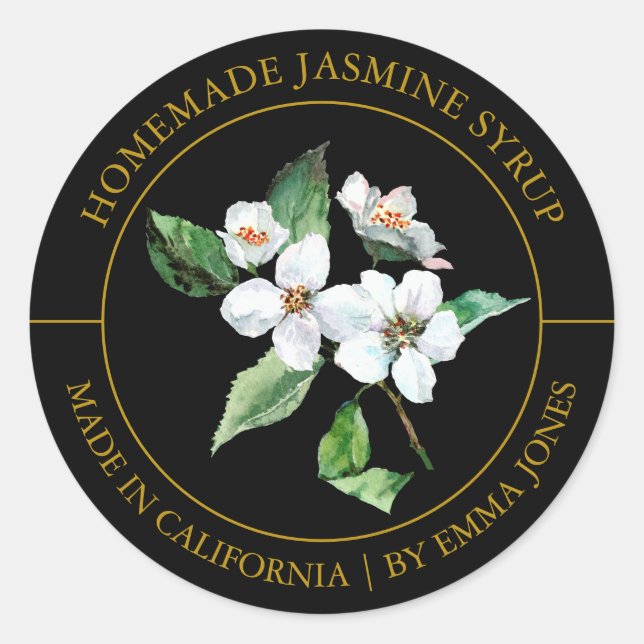 Jasmine Modern Label Runder Aufkleber (Vorderseite)