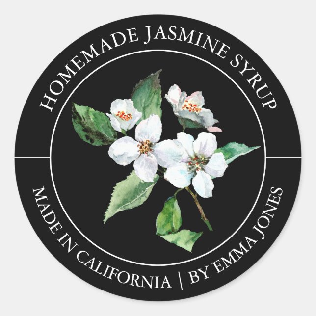 Jasmine Modern Label Runder Aufkleber (Vorderseite)