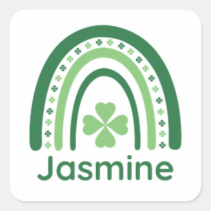 Jasmine Name Clover Boho Regenbogen Quadratischer Aufkleber