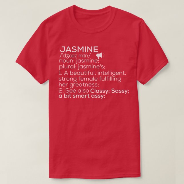 Jasmine Name Jasmine Definition Jasmine Female Nam T-Shirt (Design vorne)