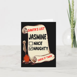 Jasmine Name - Santa Naughty Nice List Funny Xmas Karte