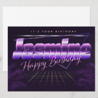 Jasmine Name Vorname lila retro Karte Geburtstag