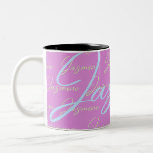 Jasmine Repetiernamenmuster Zweifarbige Tasse