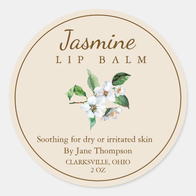 Jasmine Salve / Balsam Label Runder Aufkleber (Vorderseite)