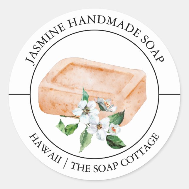 Jasmine-Seifenlabel Runder Aufkleber (Vorderseite)