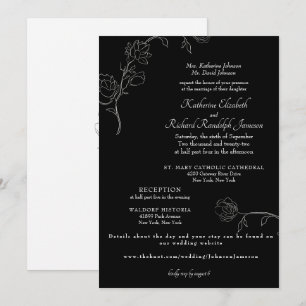 Jasmine-Umriss Schwarz Formelle Website Hochzeit Einladung