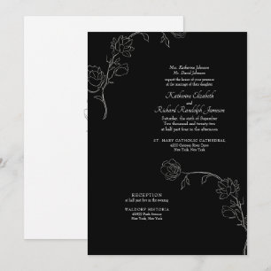 Jasmine-Umriss Schwarze formelle Hochzeit Einladung