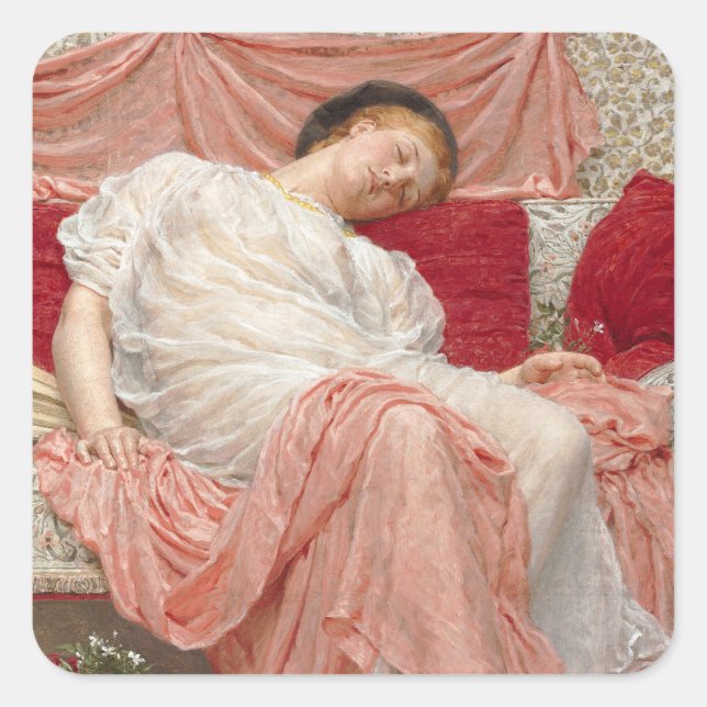 Jasmine von Albert Joseph Moore, Viktorianische Ku Quadratischer Aufkleber (Vorderseite)