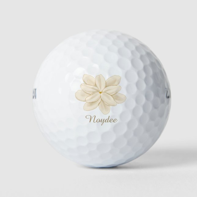Jasmine Weiße Blume Eleganter Name Golfball (Vorderseite)