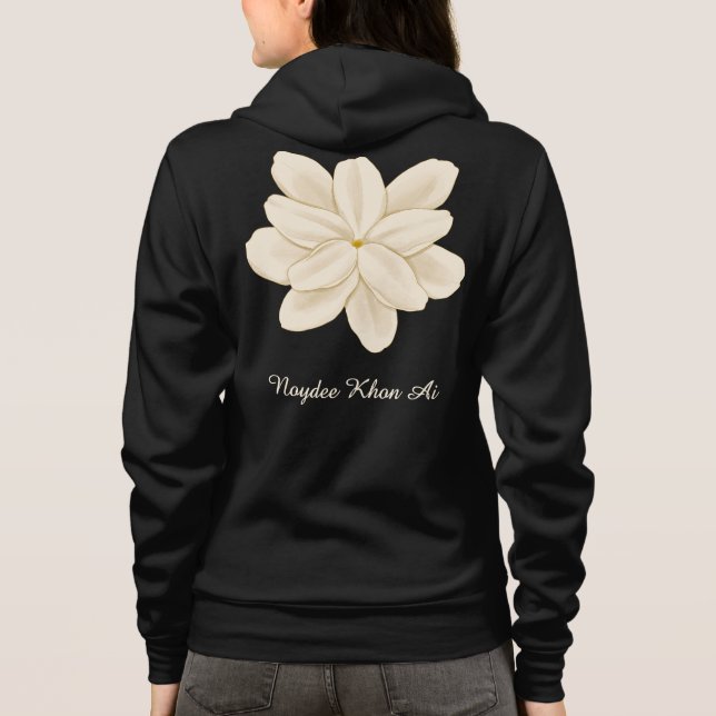 Jasmine Weiße Blume Name Vorne und Hinten Hoodie (Rückseite)