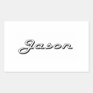 Jason Classic Retro Name Design Rechteckiger Aufkleber
