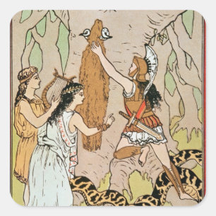 Jason, der die goldene Fleece ergreift Quadratischer Aufkleber