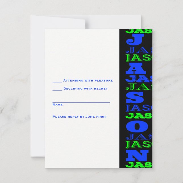 JASONCool Moderne Bar Mitzvah Einladung Black Blue (Vorderseite)