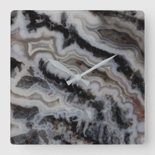 Jasper Agate Mixed Slab Quadratische Wanduhr
