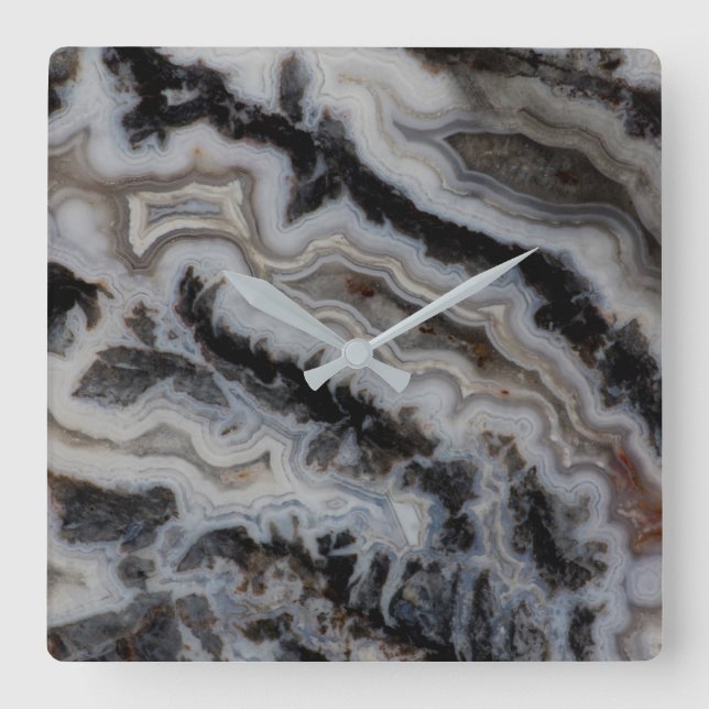 Jasper Agate Mixed Slab Quadratische Wanduhr (Vorderseite)