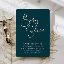 Jasper | Moderne Minimalistische Script Baby Dusch Folieneinladung