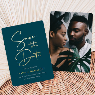 Jasper   Modernes Minimales Script-Foto Save the D Folieneinladung