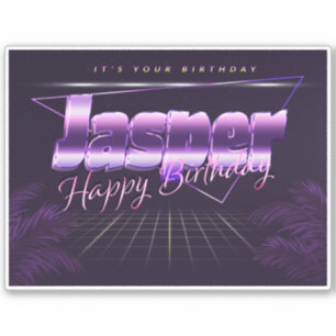 Jasper Name Vorname lila retro Sticker Geburtstag