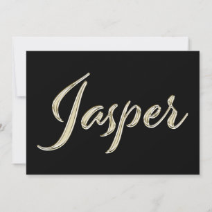Jasper Name white gold Handwriting Karte