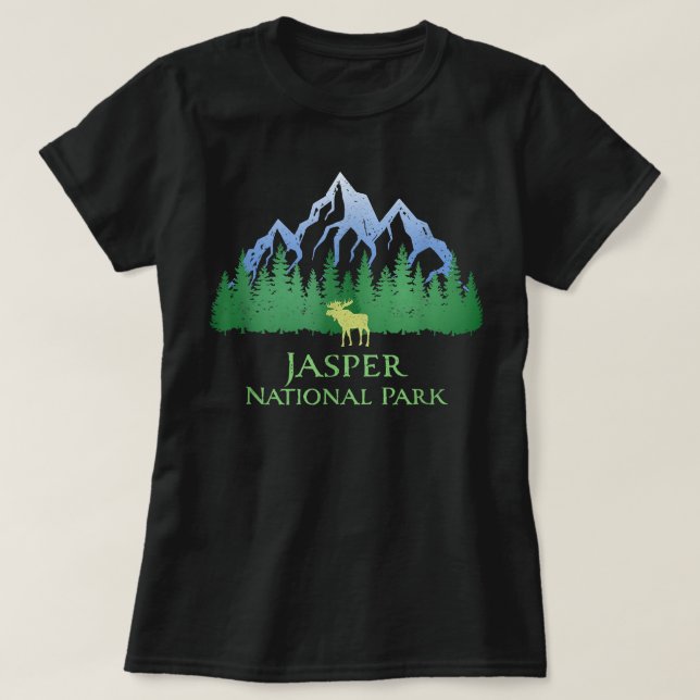 Jasper National Park Alberta Canada Mountain Moose T-Shirt (Design vorne)