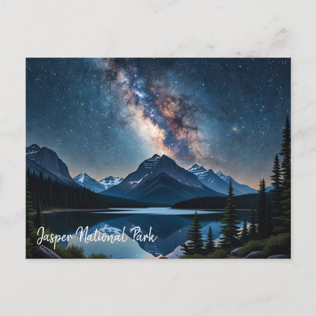 Jasper National Park Canada at Night Postkarte (Vorderseite)