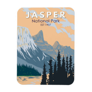 Jasper National Park Canada Travel Art Vintag Magnet