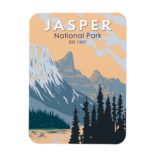 Jasper National Park Canada Travel Art Vintag Magnet (Vertikal)