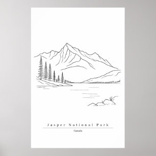 Jasper National Park Kanada Minimalistische Linien Poster