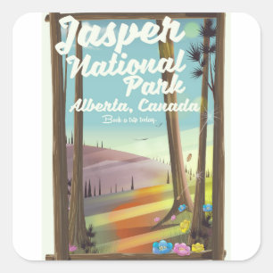 Jasper National Park, Kanada Reiseplakat Quadratischer Aufkleber