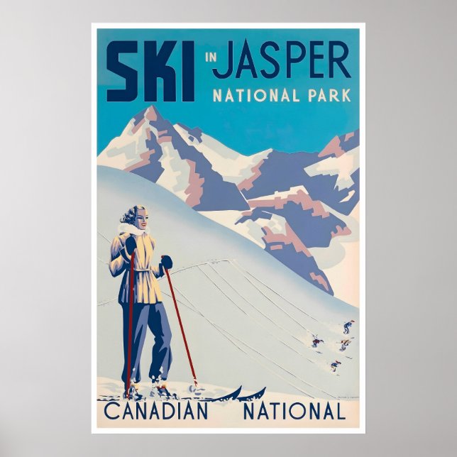 Jasper National Park Kunst Kanada Skiposter Poster (Vorne)