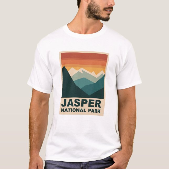 Jasper National Park Minimalist Outdoor Design T-Shirt (Vorderseite)
