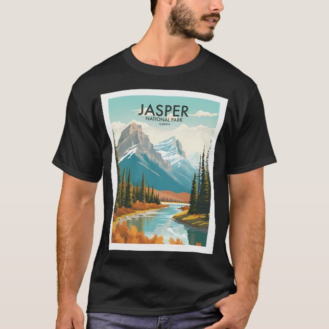 Jasper National Park Travel Poster T-Shirt (Vorderseite)