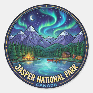 Jasper-Nationalpark bei Nacht Kanada Runder Aufkleber