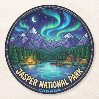 Jasper-Nationalpark bei Nacht Kanada Runder Pappuntersetzer