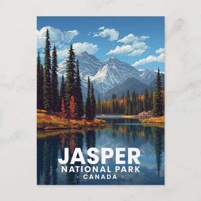 Jasper-Nationalpark Berge Seeblick Postkarte (Vorderseite)