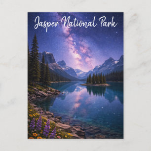 Jasper-Nationalpark Kanada bei Nacht Postkarte