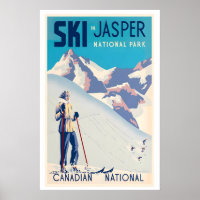 Jasper Nationalpark Kanada Frau Skifahren Vintage