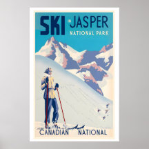 Jasper Nationalpark Kanada Frau Skifahren Vintage