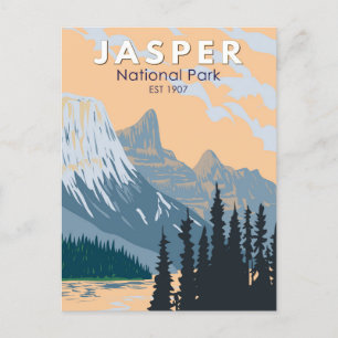 Jasper Nationalpark Kanada Reise Kunst Vintage Postkarte
