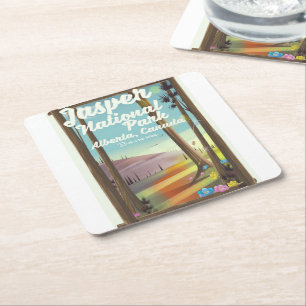 Jasper Nationalpark, Kanada Reiseplakat Rechteckiger Pappuntersetzer