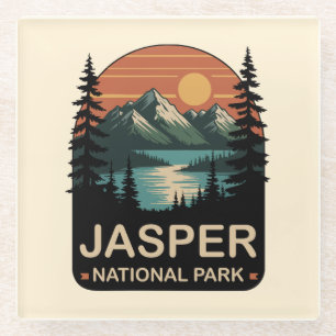 Jasper-Nationalpark Vintage-Bergdesign Glasuntersetzer