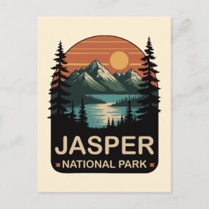 Jasper-Nationalpark Vintage-Bergdesign Postkarte